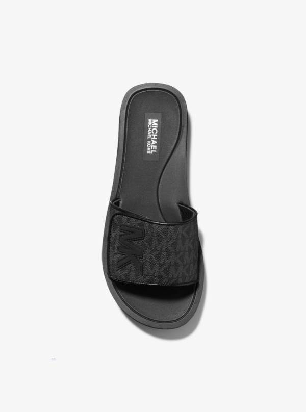 Damske Slapky Michael Kors Logo Platform Čierne - Topanky Michael Kors Slevy | NPVBO-1625